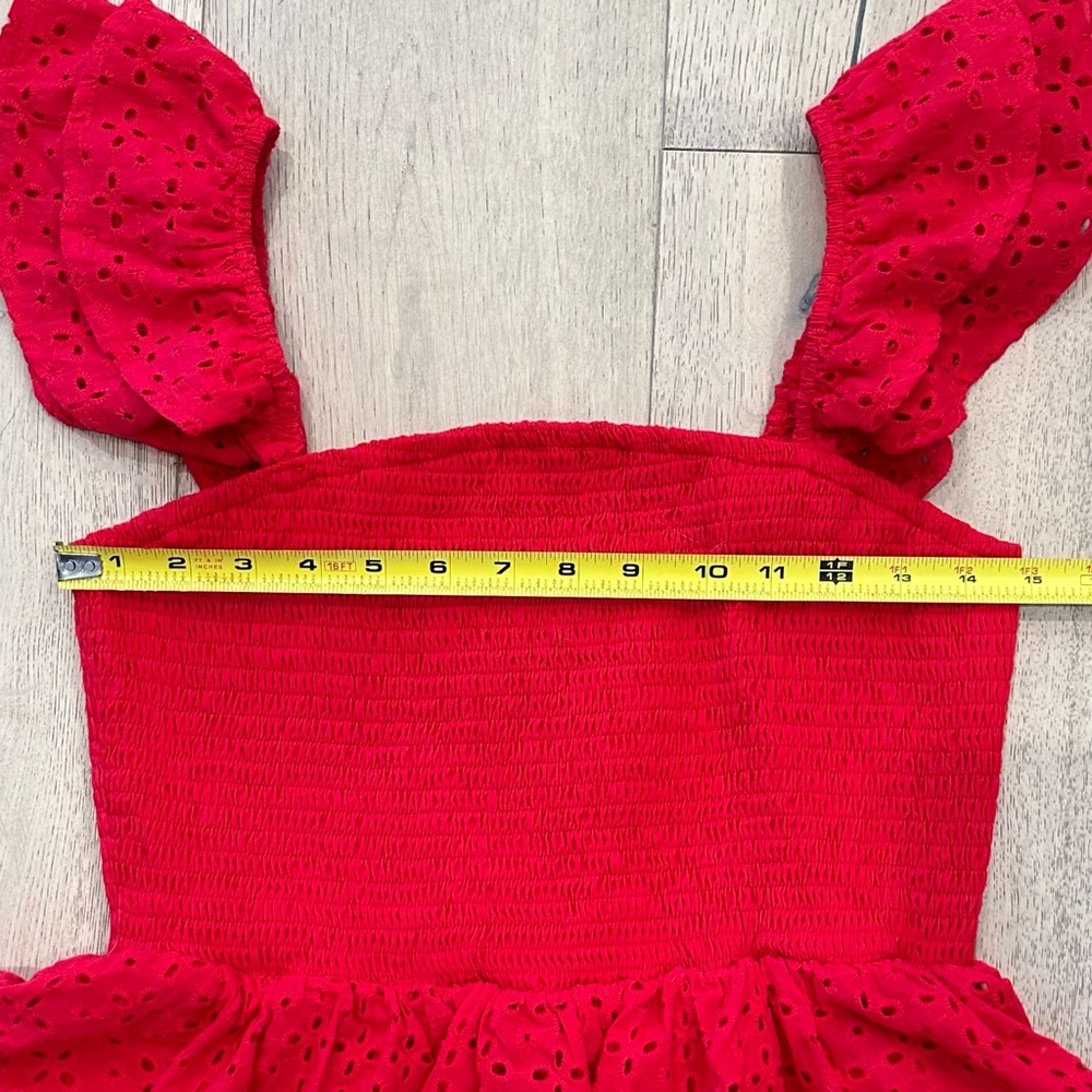 Altar’d State Amira Red Eyelet Ruffle Mini Dress - Picture 7 of 11